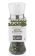 MAMMA GRECA Hrubá mořská sůl s česnekem a bazalkou (mlýnek) 200g