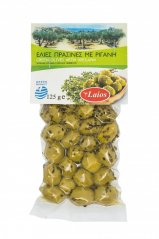 LAIOS zelené olivy s peckou a oreganem 125g vacuum