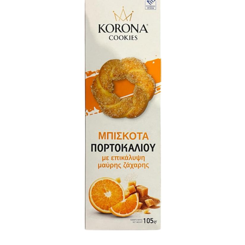 KORONA sušenky s pomerančem a hnědým cukrem 105 g KORONA sušenky s pomerančem a hnědým cukrem 105 g