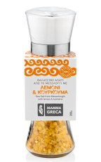 MAMMA GRECA Hrubá mořská sůl s citronem a kurkumou (mlýnek) 200g