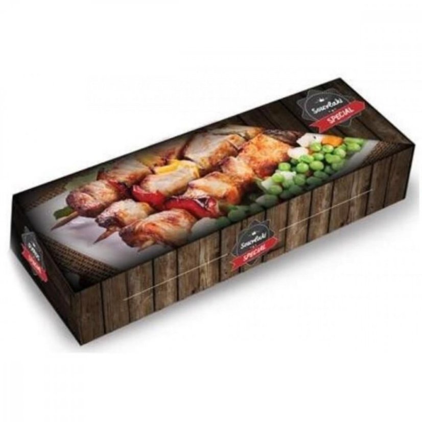 Papírová Alu krabice s potiskem Souvlaki 25x9x6,5cm (10kg)