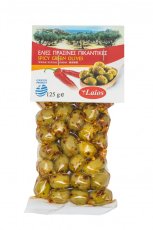 LAIOS zelené olivy s peckou a Chilli 125g vacuum