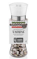 MAMMA GRECA Hrubá mořská sůl se 4 druhy pepře (mlýnek) 170g
